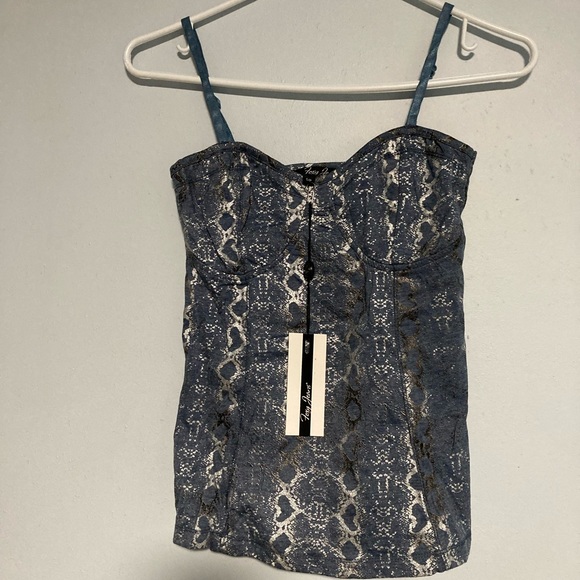 NWT Foxy Jeans Blue Silver Top - Picture 1 of 3
